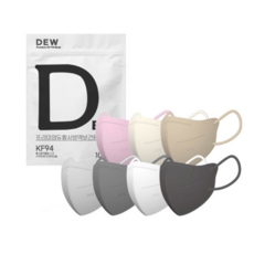 DEW 듀 프리미엄 KF94 2D 새부리형 100매 칼라 7종, 01_화이트 100매_1개, 01_화이트 100매, 1개
