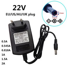 22 V 0.5A 0.545A 0.818A 1A 1.5A 2A 범용 AC DC 컨버터 전원 공급 장치 어댑터 22 V 545mA 어댑터 5.5*2.1-2.5mm, 1개, 02 US plug
