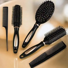 생활톡 헤어 볼륨 롤 드라이 머리빗 브러쉬 5종, 1개, 블랙 1세트, 블랙