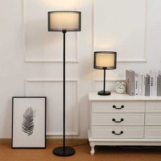 모던장스탠드 침실 서재 플로어 북유럽 거실 LED, 1개, 8. 흰색+이중갓