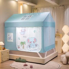 벙커 침대 방충망 캐노피 실내 텐트 모기장, 하늘색 (아기 코끼리)