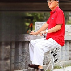 지팡이의자 휴대용 접는지팡이 의자지팡이 삼발이 삼발 접이식 이국주의자 사발 4발 기립보조, 블루, 1개