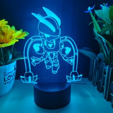 브롤스타즈 3D LED 무드등 USB 터치 7색 16색 변화 생일선물 에드거 엘프리모 스파이크 레온 크로우