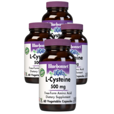 멀티구성 블루보넷 뉴트리션 L-시스테인 500mg 베지 60정 아미노산 Aimno Aicd 비건 피부, 4개