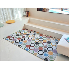  DIY 현관 코일 패턴매트 신발장 배란다 화장실 싱크대 실내매트 셀프 인테리어 논슬립 카페트 타일카페트 1m, (120 x 140cm), NO.17 헥사곤-보더, 1개 