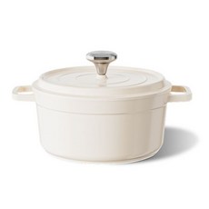 에나멜 주물 알루미늄 더치 오븐 뚜껑 포함 4.7L 스튜 냄비 빵 굽기 카세롤 접시 논스틱 팬 모든 열원 24cm, White Dutch Oven, 1개