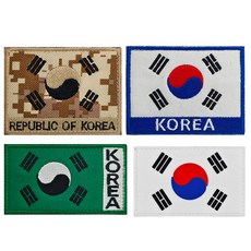 프루마 대한민국 태극기 벨크로 찍찍이 패치 와펜 4종 세트, 혼합, 4개