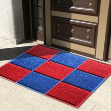 미끄럼방지 오염방지 출입구 다용도 코일 쿠션체크매트, 레드B 60cm*90cm