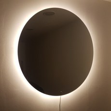 노프레임 LED 간접조명 욕실 화장대 원형 벽거울, 거울사이즈800/LED조명가공(전구색)