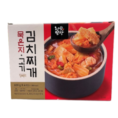 코스트코 왕애밥상 묵은지 고기김치찌개 600G X 4 [아이스박스] + 더메이런알콜티슈, 4입