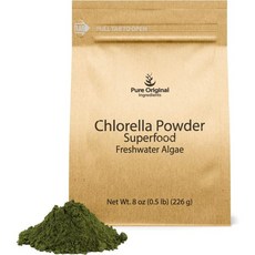PURE ORIGINAL INGREDIENTS Chlorella Powder 2 lb Superfood Freshwater Algae Natural, 1개, 226g