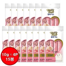 팬시피스트 퓨레키스 참치퓨레&참치 플레이크 핑크(10g 4p 15봉지), 15봉