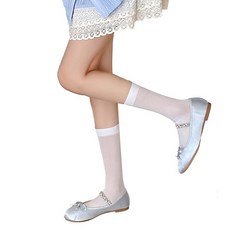 여성 여름 아이스 실크 솔리드 캔디 컬러 송아지 양말 달콤한 학생 얇은 크루 양말