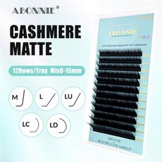 Abonnie L/M/LC/LD/LU 컬 캐시미어 매트 소프트 속눈썹 익스텐션 프리미엄 개별 속눈썹 익스텐션 8-15mm, 09 CC, 01 0.05mm, 01 Mix8-15, 1개