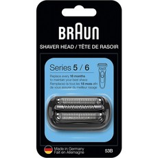 Braun Series 5 53b 전기 면도기 헤드 블랙-Series 5 및 Series 6 면도기 (신세대) 용으로 설계됨, 단일상품, 단일상품