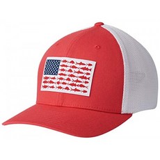 Columbia Unisex PFG 메시 피쉬 플래그 볼 캡 선셋 레드 화이트 라지 / X- 라지