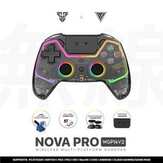 꾹미 FANTECH NOVA PRO WGP14V2 게임 컨트롤러 드리프트 방지 홀 이펙트 스틱 힘 전환 가능 Tirger 무선 게임패드 PS4 용, 1개, 2) Black