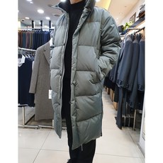 지오송지오 ZUW22510 라이트카키 구스다운 하이넥 사이드슬릿 롱 패딩 점퍼(오버핏)