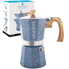GROSCHE 밀라노 모카 포트 쿡탑 용 에스프레소 메이커 그레카 커피 메이커 스토브 용 커피 메이커 에스프레소 메이커 퍼콜 레이터 (인디고 6 컵), 1개