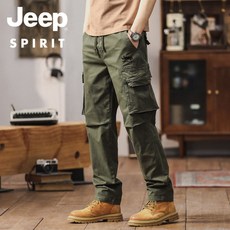 JEEP SPIRIT 남성 캐쥬얼 밴딩 카고 바지 밀리터리 스판 건빵 팬츠 JP6697 - 지프썸머셋업3종