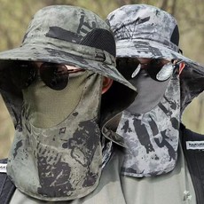 트랜드락 햇빛차단 낚시모자 얼굴커버 등산모자, 아미회색