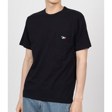 정품 메종키츠네 티셔츠 셔츠 트리컬러 폭스 (FM00120KJ0010 블랙/P199) (트리컬러 패치 포켓 반팔 티셔츠)