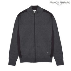 franco ferraro 남성 블록 배색 집업 가디건 다크그레이 A2X530138