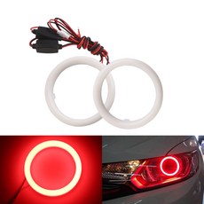 천사 눈 헤일로 링 COB Led 자동차 오토바이 스쿠터 헤드 라이트 장식 안개 폭 조명 12V 24V 화이트 레드 블루 그린 앰버 2, 빨간, CHINA_80MM, 2개