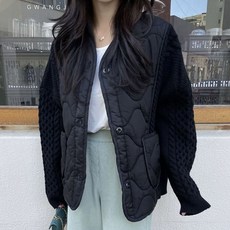 누빔니트가디건 브이넥 꽈배기 포켓 여성 패션 가디건 등원룩