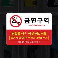 주유소 금연구역 스티커 표지판 경고부착안내 500만원 과태료 부과 안내, 1개, 선택06