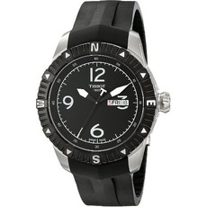 Tissot 티소 남성의 'T 네비게이터'블랙 블랙 러버 스트랩 DateDay 자동 시계 T062.430.17.057.00 다이얼