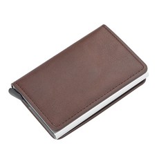 지갑 비즈니스 ID 신용 카드 보관 금속 RFID 빈티지 알루미늄 상자 PU 가죽 노트 카본