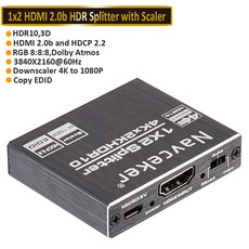 Navceker HDMI 분배기 1x2 4K 오디오 추출기 1 in 2 out 포트 케이블 PS4 PS5 Xbox 용 증폭기, 8.ZY-HS20B - AU Power Plug, 1개