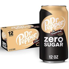 DR PEPPER and Cream Soda Zero Sugar 12 fl oz cans 닥터 페퍼 크림 소다 제로 슈가 355ml 12캔 1세트, 12개