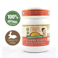 Pride Of India-Fuller 's Earth 인디언 클레이 페이스 마스크 파우더 w / 로즈 & 알로에 베라 하프 파운드 항아리, 단일상품, 단일상품