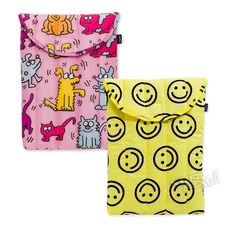 모마 바쿠 키스해링 나일론 13인치 노트북 파우치 MOMA KEITH HARING BAGGU PETS RECYCLED NYLON LAPTOP SLEEVE, YELLOW HAPPY