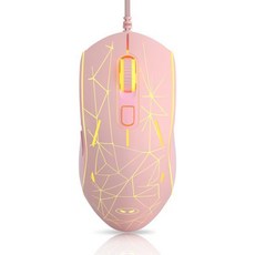 MagGee G6 유선 게이밍 마우스 7가지 색상의 호흡 LED 백라이트가 장착된 인체공학적 USB 광학 노트북 PC 컴퓨터 게임 및 업무용 6003200으로 조절 가능한 속, pink, 1개