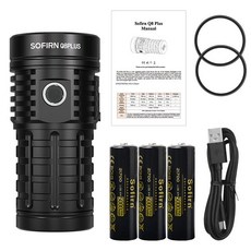Sofirn Q8 플러스 초강력 LED 손전등 USB C 충전식 21700 안두릴 2.0 토치 XHP50B 역충전 16000lm, with 21700 battery, CHINA, 5000K-5300K, 02 with 21700 battery, 1개