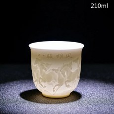 중국 화이트 도자기 찻잔 손 입체 릴리프 차 그릇 대용량 마스터, 2.09, 1개