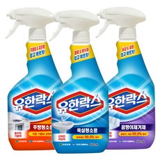유한락스 욕실청소+주방청소+곰팡이제거제 600ml 스프레이, 3개