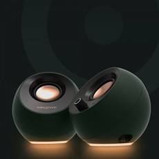 CREATIVE PEBBLE PRO USB-C AUX 3.5mm RGB조명 노이즈클린 블루투스 유무선 스피커, 블랙