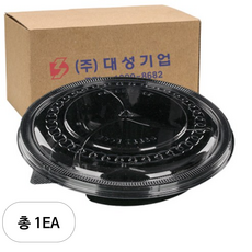 쿡앤락 원형 샐러드 찬용기 3칸 검정 세트, 50개, 1개