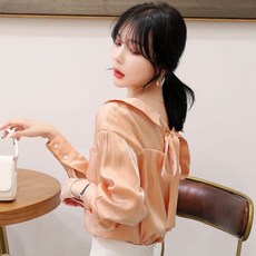 MZ 엘랑 뒷리본 쉬폰 블라우스