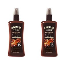 Hawaiian Tropic 하와이안트로픽 프로텍티브 드라이 태닝오일 스프레이 SPF15 8Fl.oz(236ml) 2팩, 2개