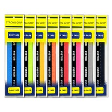 제이빅 배드민턴 테니스 쿠션심 그립 8종세트, 혼합색상, 1세트 블랙, 그레이, 블루, 레드, 옐로우, 형광주황, 형광연두, 형광핑크