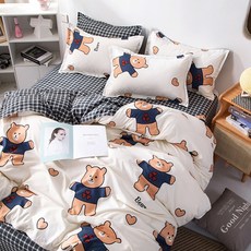 싱글이불베개세트 귀여운 한국 제빵 패키지 4세트 애니메이션 학생기숙사 3.0 싱글 1.5미터 침구, C03-1.5m사종 세트(적합 150*200cm이불)
