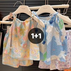 [1+1] 여아 민소매 끈나시+반바지 상하의 2종세트