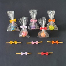 포장용 철사 타이 - 포장끈 / 빵끈 / 땡땡이 리본 타이 5종 (10개), 5번. 오렌지, 10개