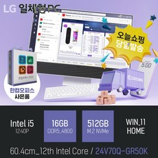 lg올인원pc [당일발송+오피스증정+무선키보드/마우스 증정] LG 일체형PC 24V70Q-GR50K 24V70Q-GR50K 램16GB + SSD512GB