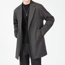 가을 겨울 모직 코트 남성 미 디 엄 롱 브 리 티 시 스타일 양복 코트 두 껍 고 고 급 스 러 운 느낌의 옷